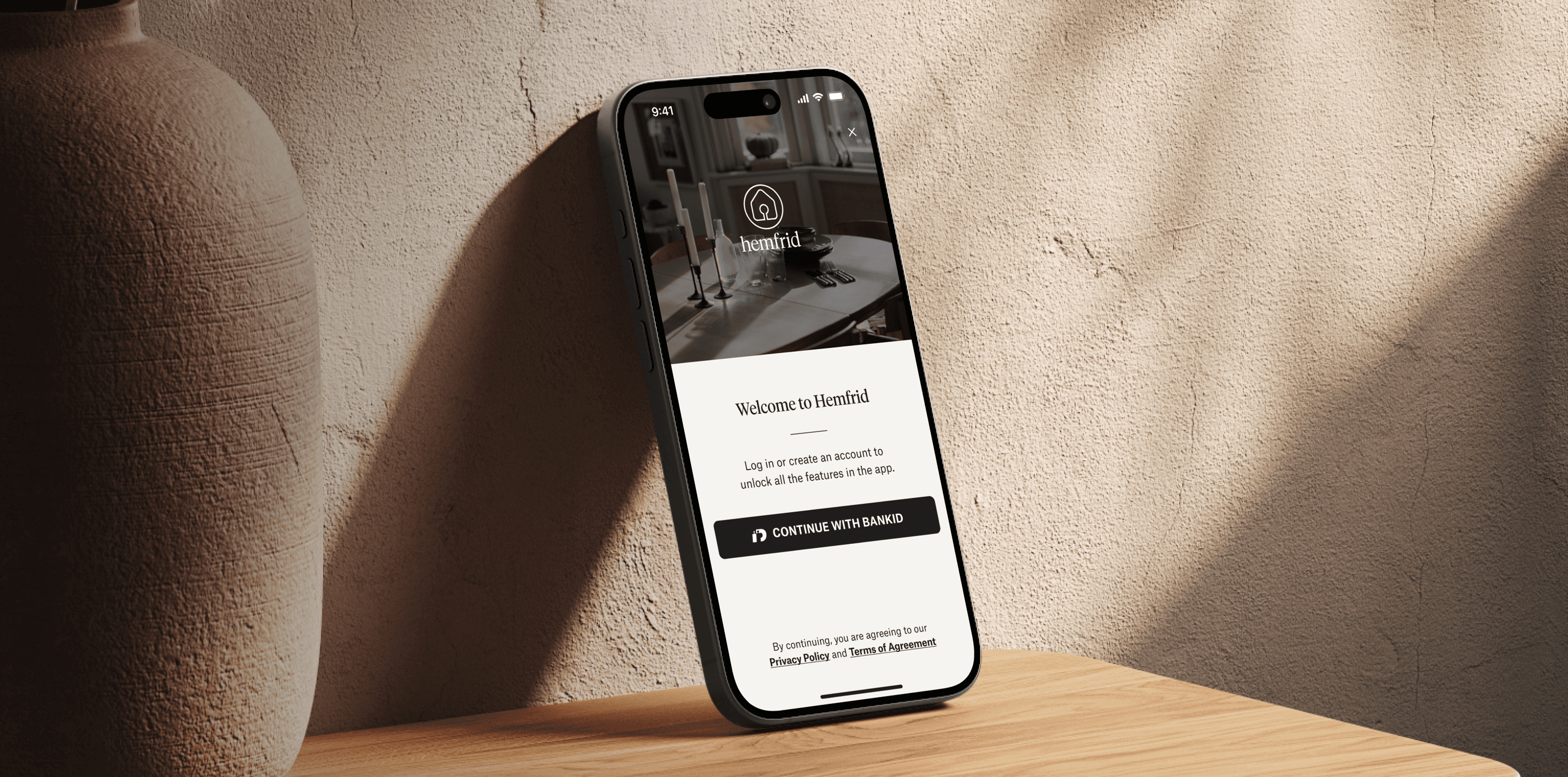 Hemfrid mobile app design showcase displaying modern interface with blue and white color scheme